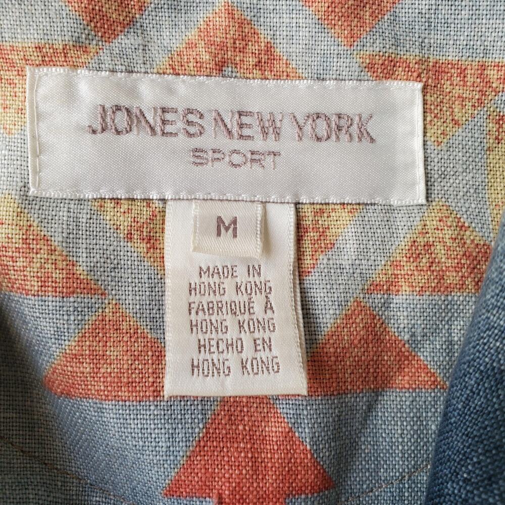Vintage Jones New York Jacket Womens Medium Linen Aztec Southwestern Boho Tie - Picture 4 of 11